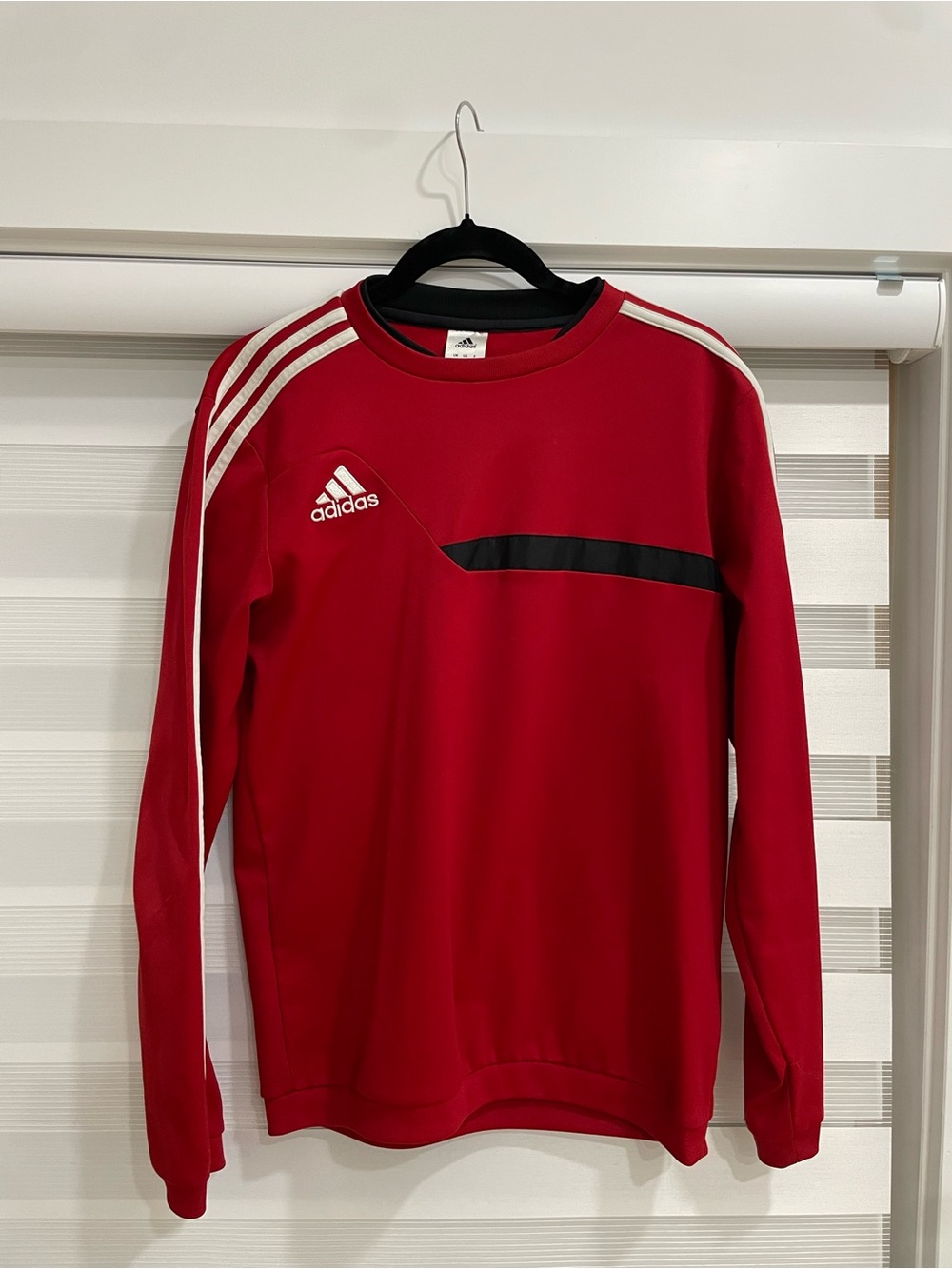 adidas Men’s Red Crewneck Sweatshirt with Black Accent